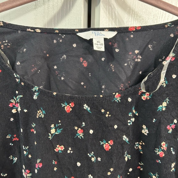 Time and Tru Corduroy Floral Long Sleeve Dress - Picture 4 of 5